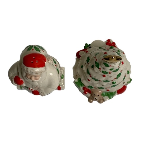 Vintage Lenox Christmas Tree Santa Claus Salt And Pepper Shakers Holiday Table - Picture 5 of 12